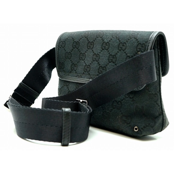 Gucci Waist Canvas Pouch Body Bag Black - Picture 1 of 9